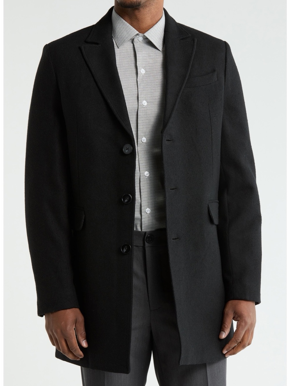 NWT Soul of London Men's Black Wool Blend Overcoat